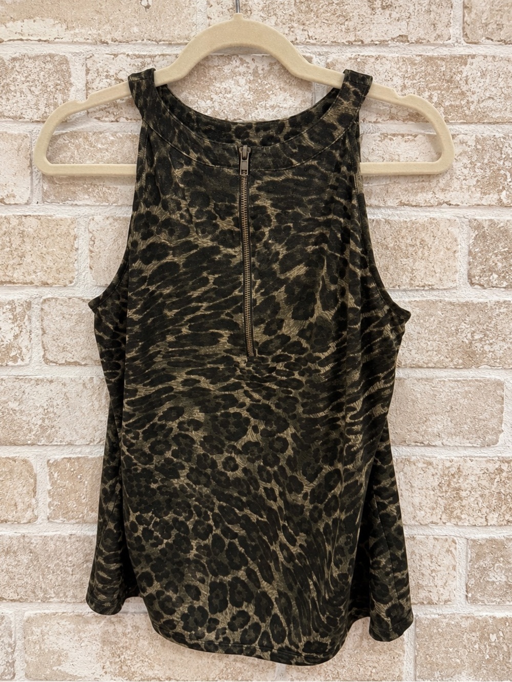 Saks Fifth Avenue Leopard Shimmer Sleeveless Y2K Whimsigoth Tank Top Large L Zip - Picture 3 of 5